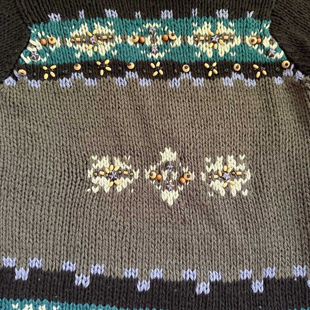 LaROK Woodsman Beaded Lace Up Reindeer Wool Sweater aso Jessica Simpson S - Picture 14 of 16